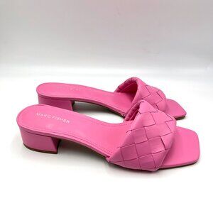 Marc Fisher Sz‎ 10 Casper Hot Pink Faux Vegan Leather Woven Slides Sandals Shoes